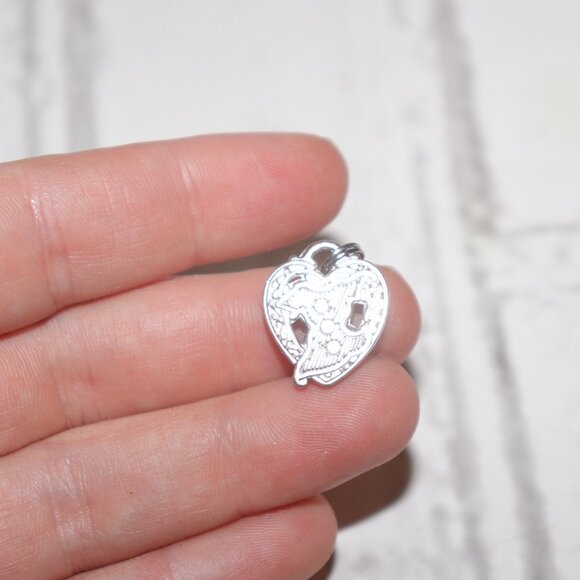 👗 Silver-Tone Heart Charm | Red Dress & CZ | 0.75" | Fashion Charm - Picture 2 of 4